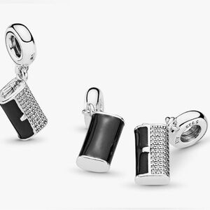 Pandora Black Enamel & CZ Charm Dangle charm